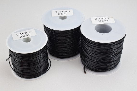 Black 1mm Leather Round Cord