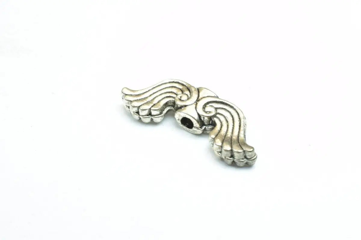 10PCs Angel Fairy Wing Spacer Alloy Charm Antique Silver Connector Size 7.5x20mm Thickness 3.5mm Hole 1.5mm Decorative Design Jewelry Making - BeadsFindingDepot