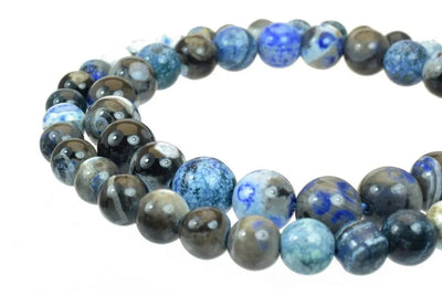 Royal Blue Crazy Agate 8mm/10mm Gemstone Round Stone Beads Natural healing stone chakra stones for Jewelry Making - BeadsFindingDepot