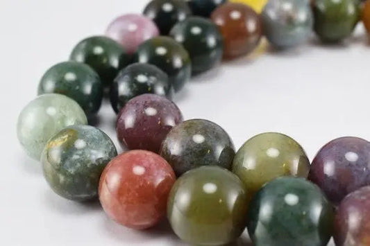 Multicolor natural stone bead bracelet close-up.