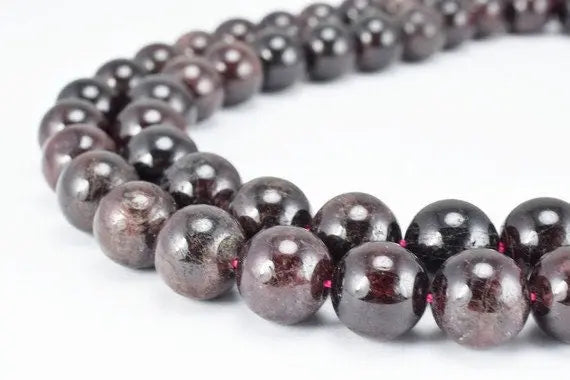 Dark Garnet Gemstone Round Stone Beads (B Quality) Size 10mm/11mm Strand natural healing birthstone loose gemstone for jewelry making#0186 - BeadsFindingDepot