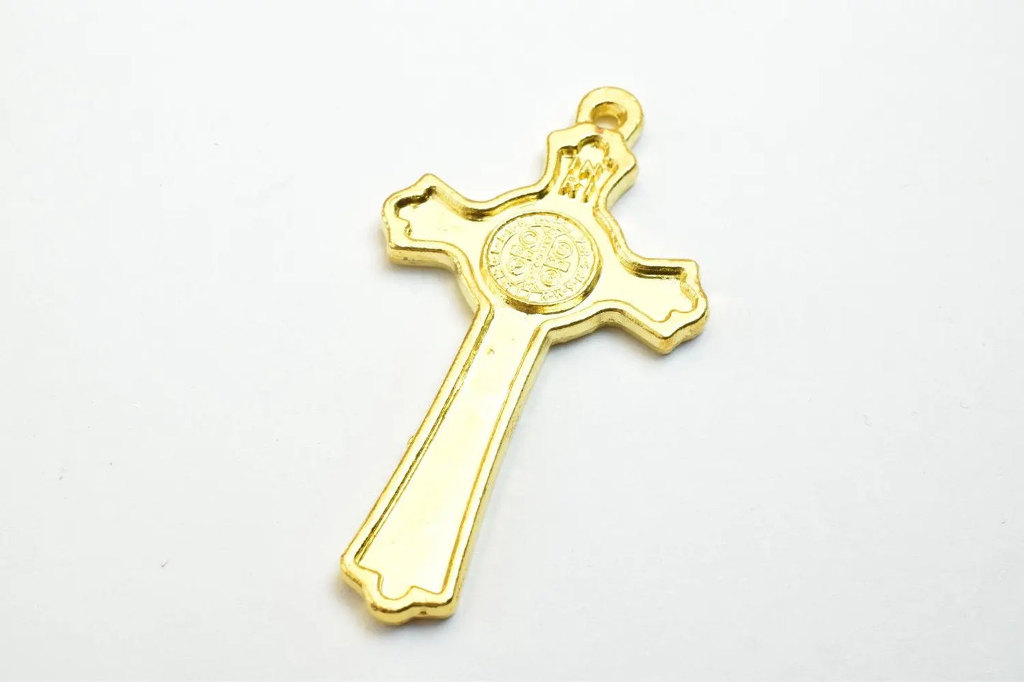 12 PCs Cross Charm With St Benedict Rosary Gothic Religious Gothic Christian Pendant Baptism Favor First Communion Jewelry Making# C - BeadsFindingDepot