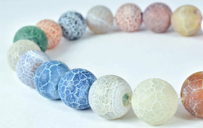 Gemstone agate stone Beads 6mm/8mm/10mm/12mm Matte Lace Agate Mixed Round Beads Stone round loose birthstone Beads for jewelry. Item#0061 - BeadsFindingDepot
