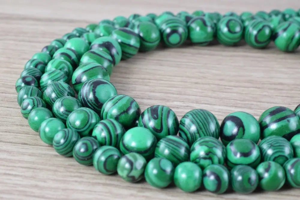 Green Malachite Round Gemstone Beads 6mm/8mm/10mm/12mm Natural Stone Healing Birthstone Gemstone for Jewelry Making - BeadsFindingDepot