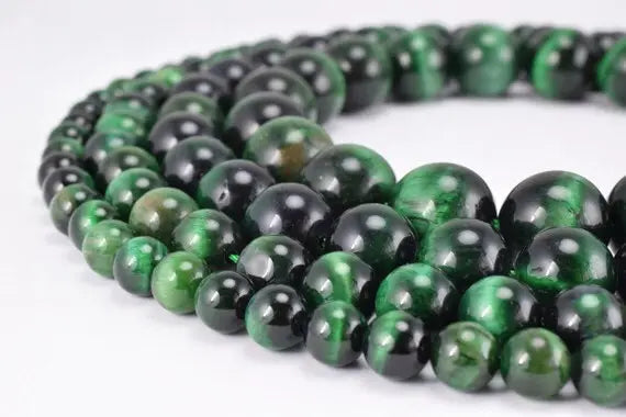 Green Tiger Eye Gemstone Round Beads 6mm/8mm/10mm/12mm Natural Stones Beads natural healing stone chakra stones for Jewelry Making - BeadsFindingDepot