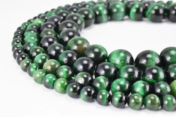 Green Tiger Eye Gemstone Round Beads 6mm/8mm/10mm/12mm Natural Stones Beads natural healing stone chakra stones for Jewelry Making - BeadsFindingDepot