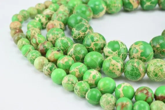 Green dragon vein agate gemstone beads for jewelry making.