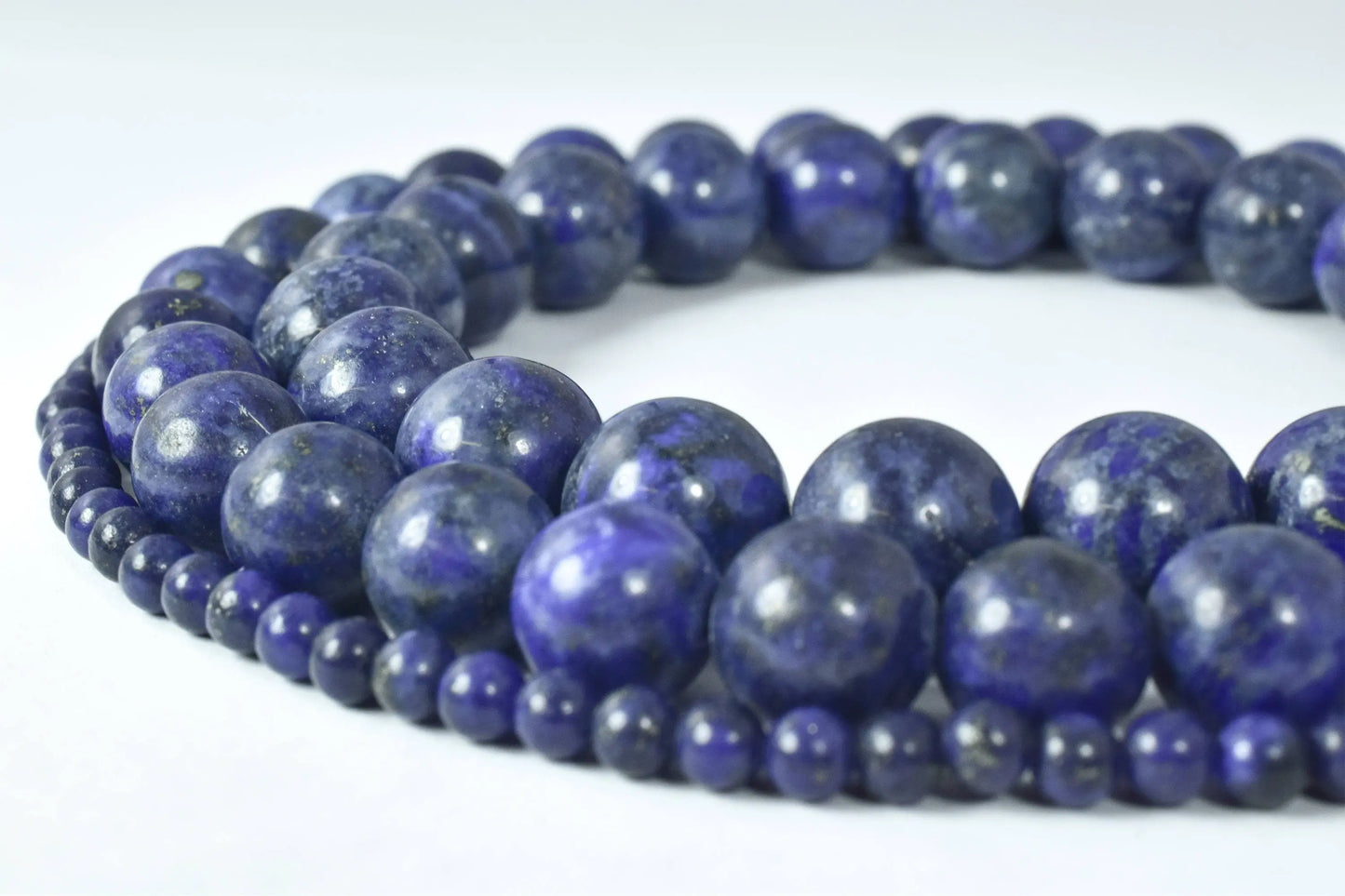 Natural Lapis Lazuli Round Stone Beads 4mm/4.5mm/6mm/8mm/10mm/12mm Sold by String - BeadsFindingDepot