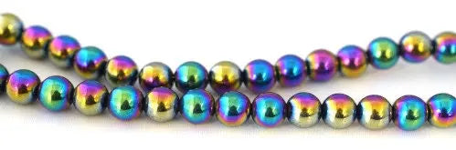 Hematite Glossy Iridescent Gemstone Round Stone Beads 4mm/6mm/8mm/10mm/12mm natural healing stone chakra stones for Jewelry Making - BeadsFindingDepot