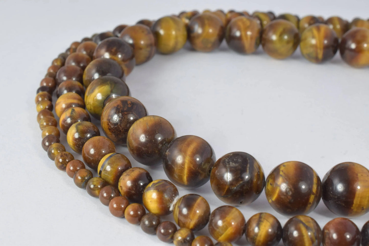 Tiger Eye Gemstone Round Stone Beads size 4mm/6mm/8mm/10mm/12mm natural healing stone chakra stones for Jewelry Making. Sold by one Strand - BeadsFindingDepot