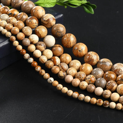 Natural Picture Jasper Gemstone Round Beads 6mm/8mm/10mm/12mm natural stone Beads birthstone natural Beads for jewelry making - BeadsFindingDepot