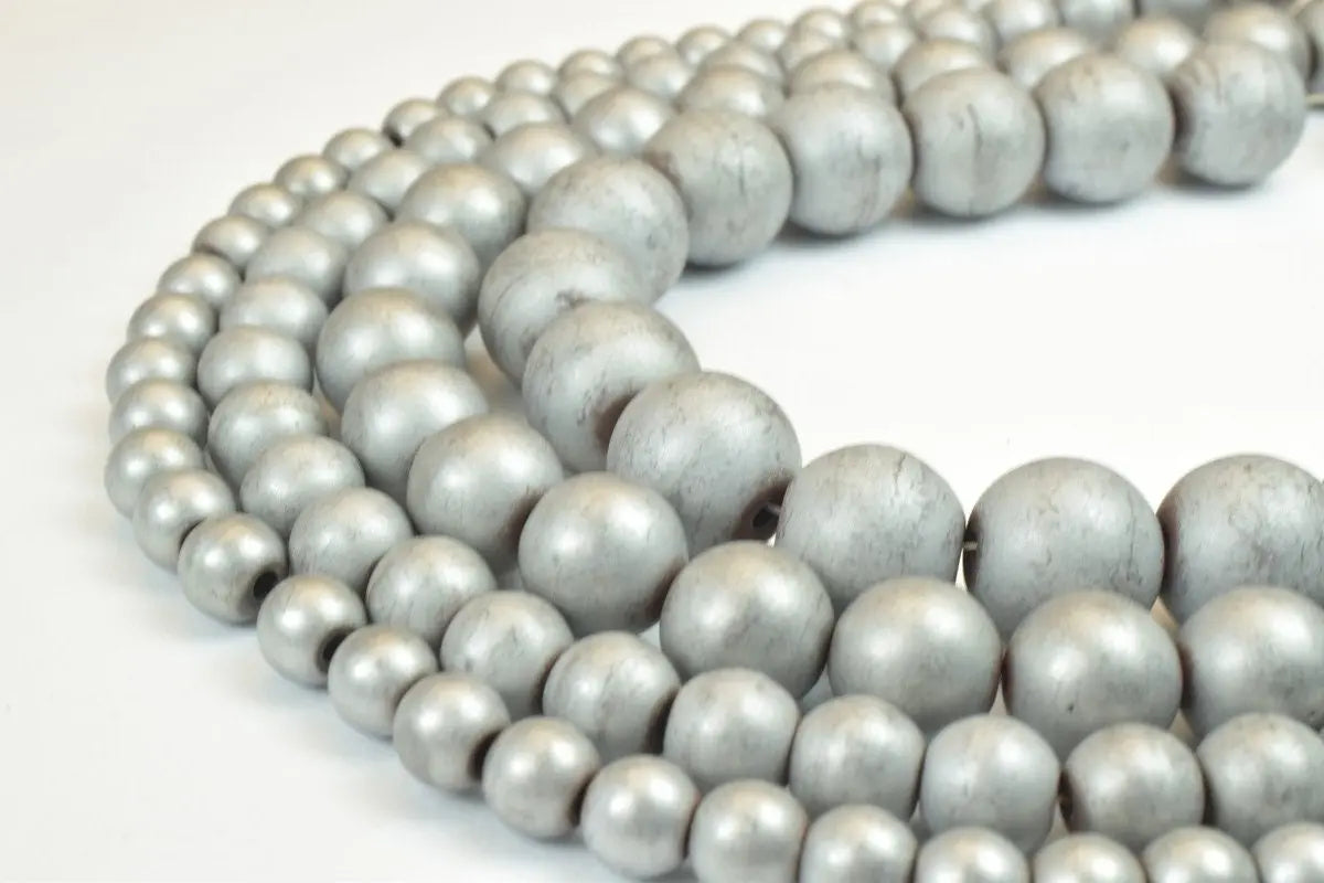 Hematite Matte Silver Gemstone Round Stone Beads 6.5mm/8mm/10mm/12mm stone healing stone chakra stones for Jewelry Making B Quality - BeadsFindingDepot