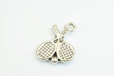 15 PCs Tennis Racket Charms Alloy Antique Silver Size 19x14mm Jump Ring Size 2mm For Jewelry Making - BeadsFindingDepot