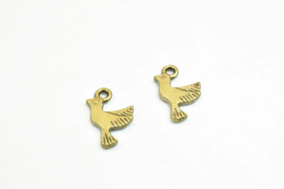 18 PCs Bird Charm Antique Green Alloy Size 14.5x9mm Thickness 1.5mm Jump Ring 1.5mm Decorative Design Jewelry Making - BeadsFindingDepot
