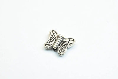 20 PCs Butterfly Antique Silver Alloy Connector Charm Beads Size 9x11mm Decorative Design Beads 1mm JumpRing Size for Jewelry Making - BeadsFindingDepot