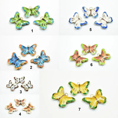 3 PCs Butter Fly Cloisonne Pendant Beads Size 27.5x20mm Thickness 5mm Hole Size 1.5mm Enamel Design Sweater Chain Charm For Jewelry Making - BeadsFindingDepot