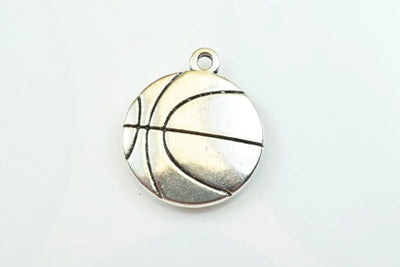 4 PCs Basket Ball Charms Alloy Antique Silver Size 22x19mm Jump Ring Size 2mm For Jewelry Making - BeadsFindingDepot