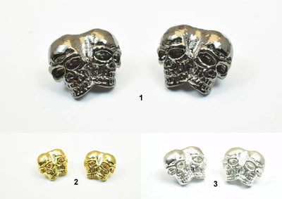 4 PCs Skull Silver Alloy Beads Spacer Connector Findings Alloy Metal Bracelets Charm Pendant Size 16x17.5mm Hole Size 2mm For Jewelry Making - BeadsFindingDepot