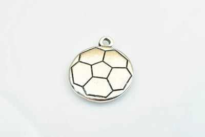4 PCs Soccer Ball Charms Alloy Antique Silver Size 22x18mm Jump Ring Size 2mm For Jewelry Making - BeadsFindingDepot