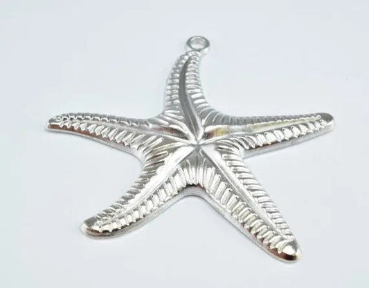 Silver starfish pendant charm for jewelry making.