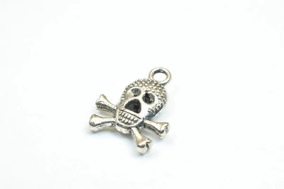 8 PCs Skull Silver Alloy Beads Two Side Face Antique Silver Alloy Metal Bracelets Charm Size 17x13x4mm Jump Ring Size 2mm For Jewelry Making - BeadsFindingDepot