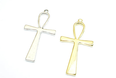 8PCs Egyptian Ankh Life Symbol Key Charm Size 56x29mm Silver or Gold Charm Egyptian Pendant For Jewelry Making - BeadsFindingDepot