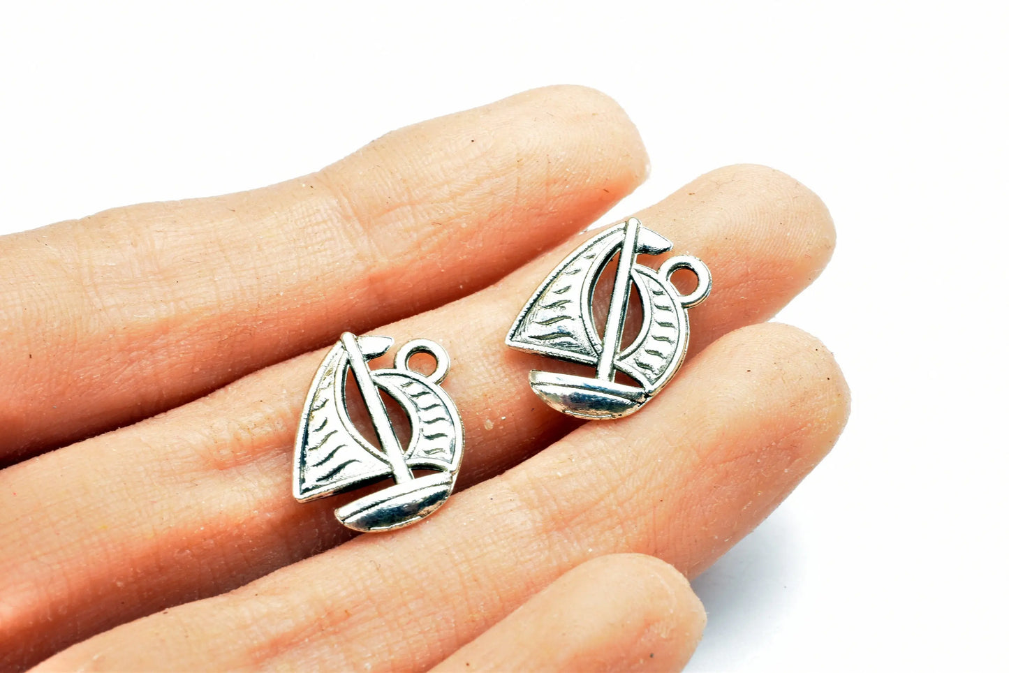 8PCs Egyptian Sailing Boat Charm Felucca Boot Antique Tibetan Silver Tone Charm Double Face Size 17x13mm Finding Pendants for Jewelry Making - BeadsFindingDepot