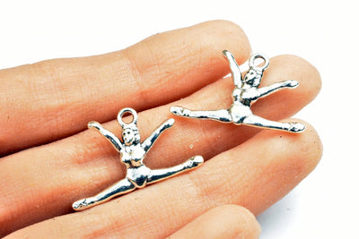 8PCs Gymnastics Player Sport Charm Size 16x27mm Antique Tibetan Silver Tone Charm Pendant Finding For Jewelry Making - BeadsFindingDepot