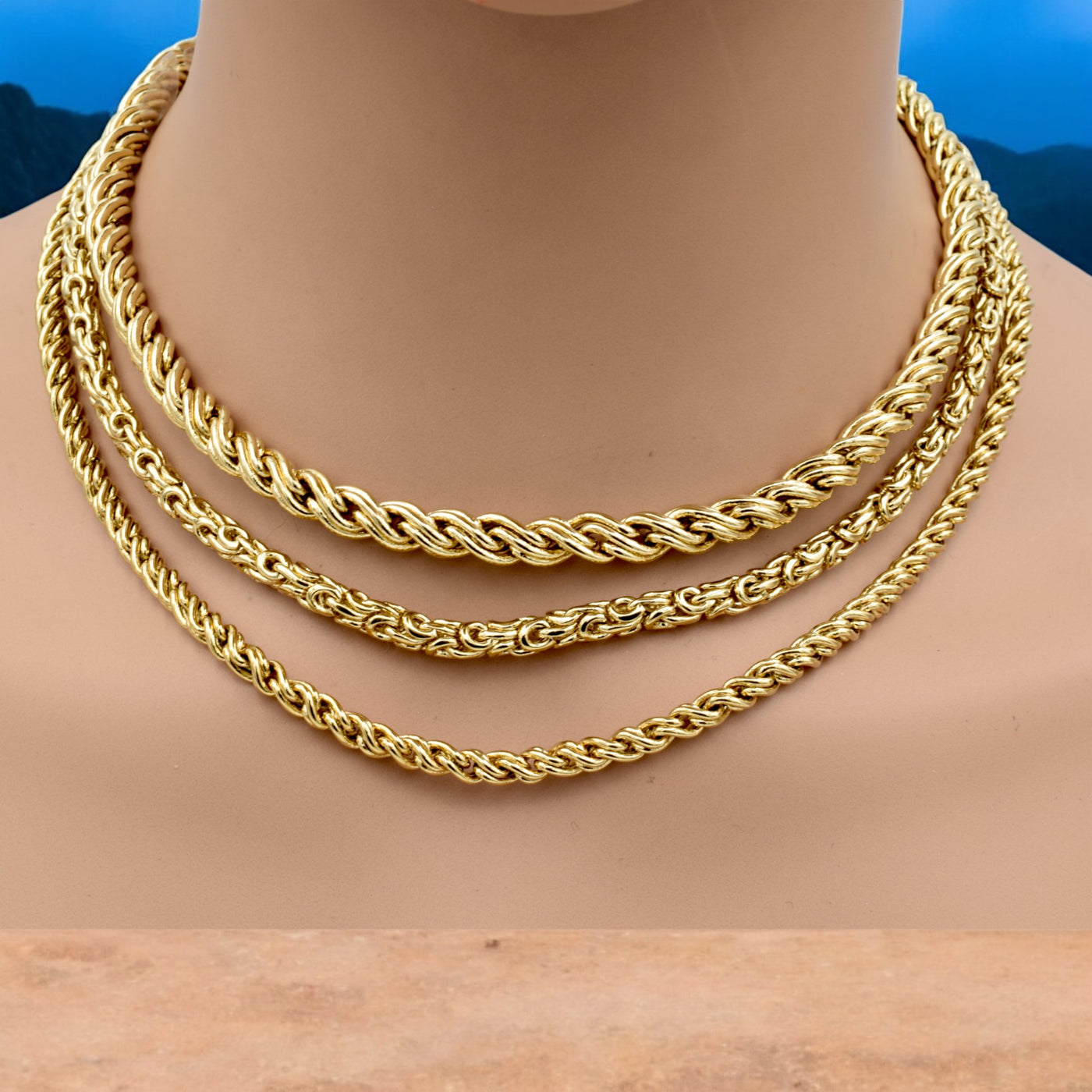 Gold Rope Chain Necklace 