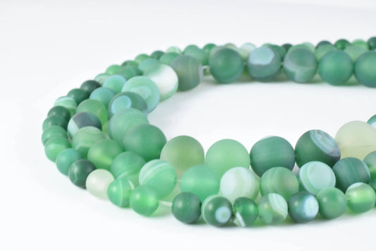 Green frosted agate bead necklace.