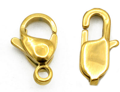 Gold plated Stainless Steel Lobster Clasp Findings Parts For Jewelry Maker - BeadsFindingDepot