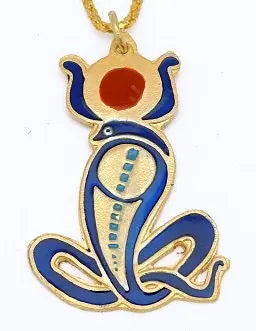 Cobra Wadjet Enameled Ancient Egyptian Pendant 49x33mm - BeadsFindingDepot