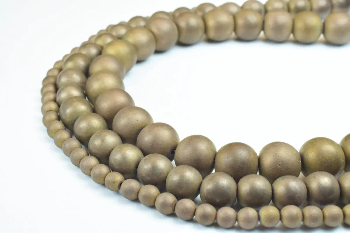 Coffee Bronze Hematite Round Beads 4mm 12mm Healing Crystal Gemstone - BeadsFindingDepot