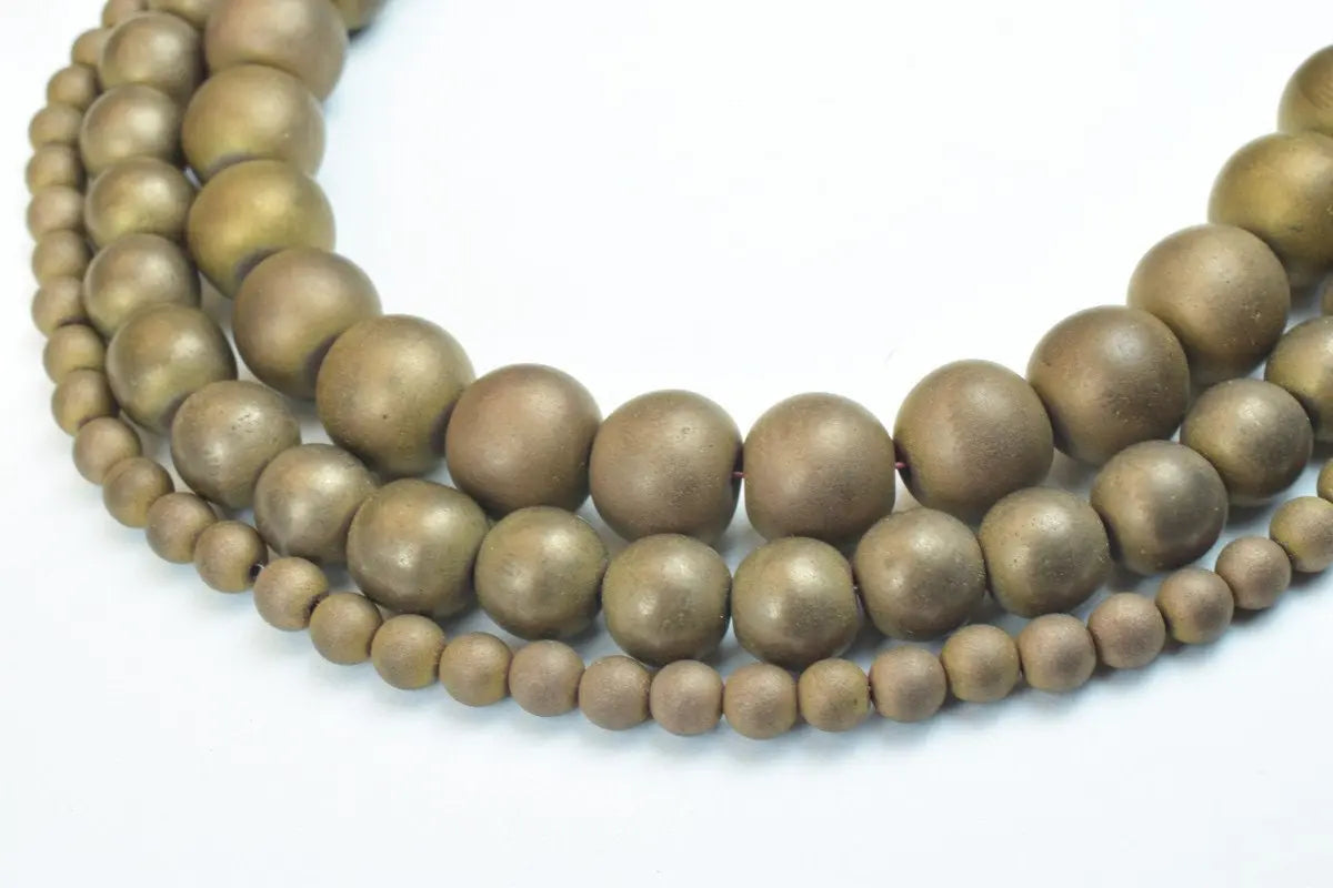 Coffee Bronze Hematite Round Beads 4mm 12mm Healing Crystal Gemstone - BeadsFindingDepot