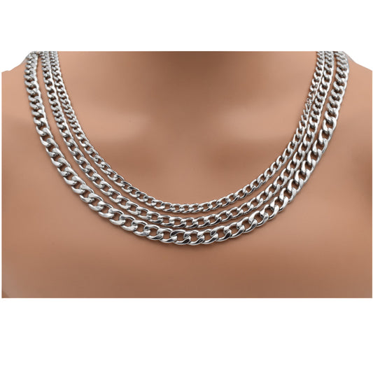 "Stainless steel Cuban link chain necklace for men"