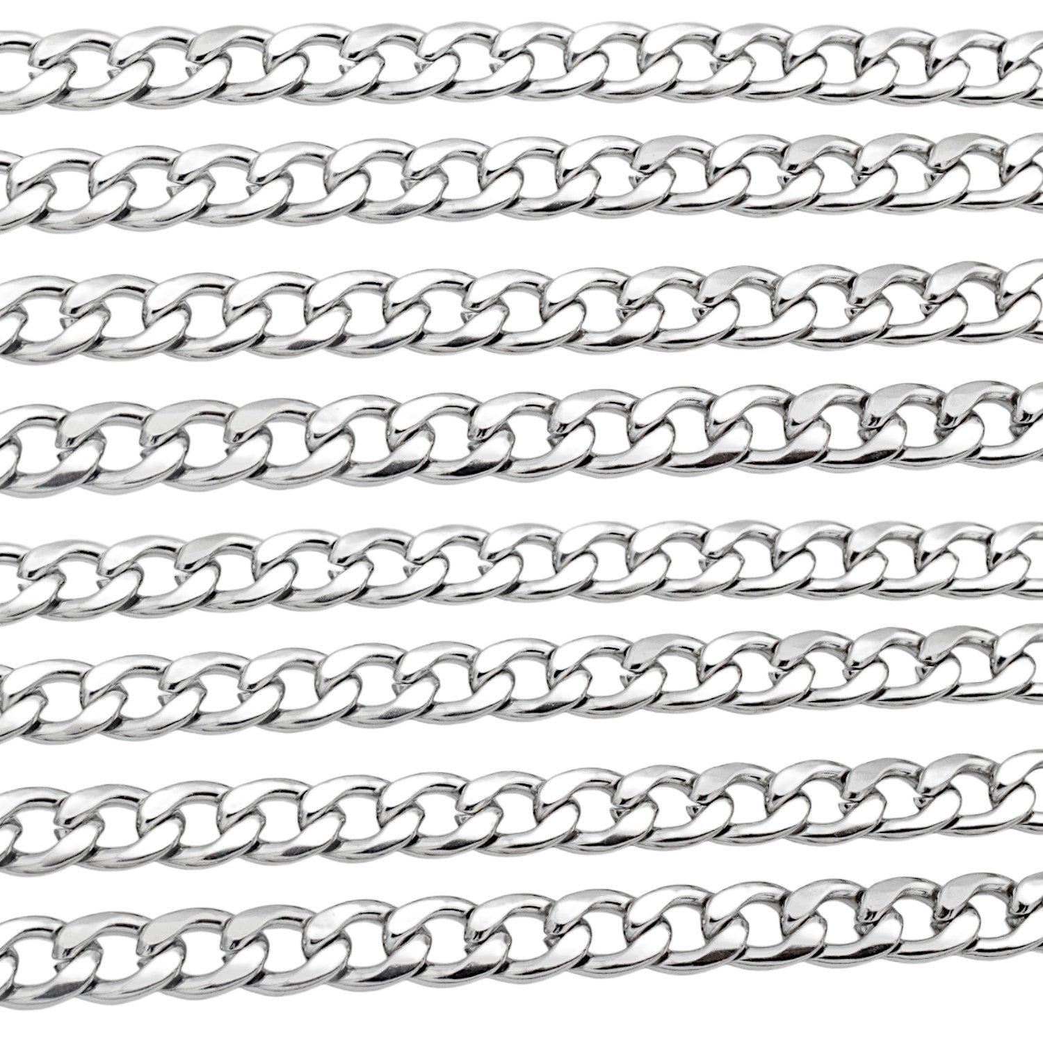 Stainless Steel Curb chain for jewelry making sizes 2mm 4mm 6mm 7mm 10mm BeadsFindingDepot