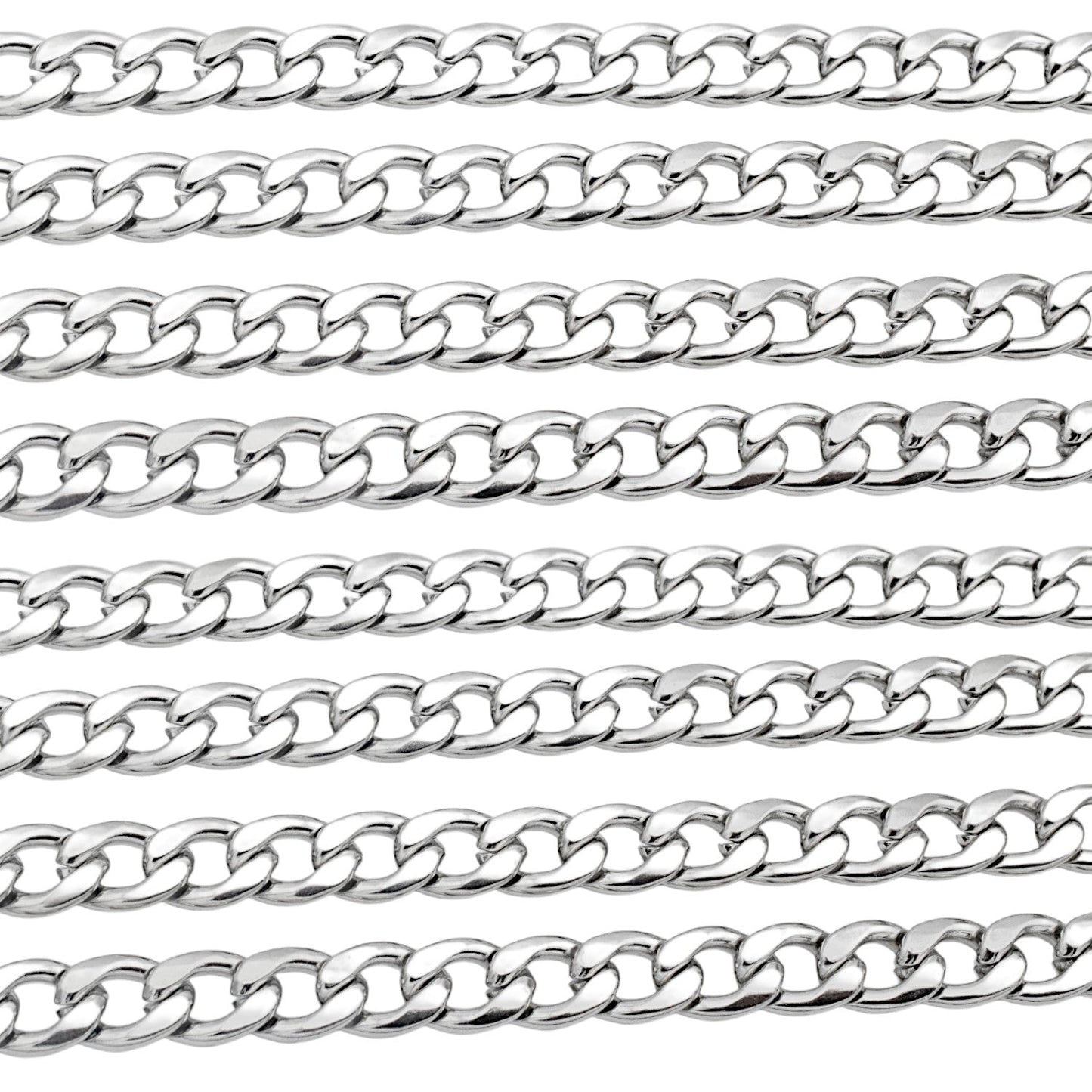 Stainless Steel Curb chain for jewelry making sizes 2mm 4mm 6mm 7mm 10mm BeadsFindingDepot