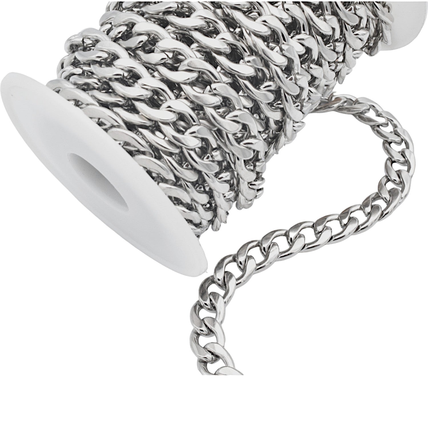 Stainless Steel Curb chain for jewelry making sizes 2mm 4mm 6mm 7mm 10mm BeadsFindingDepot