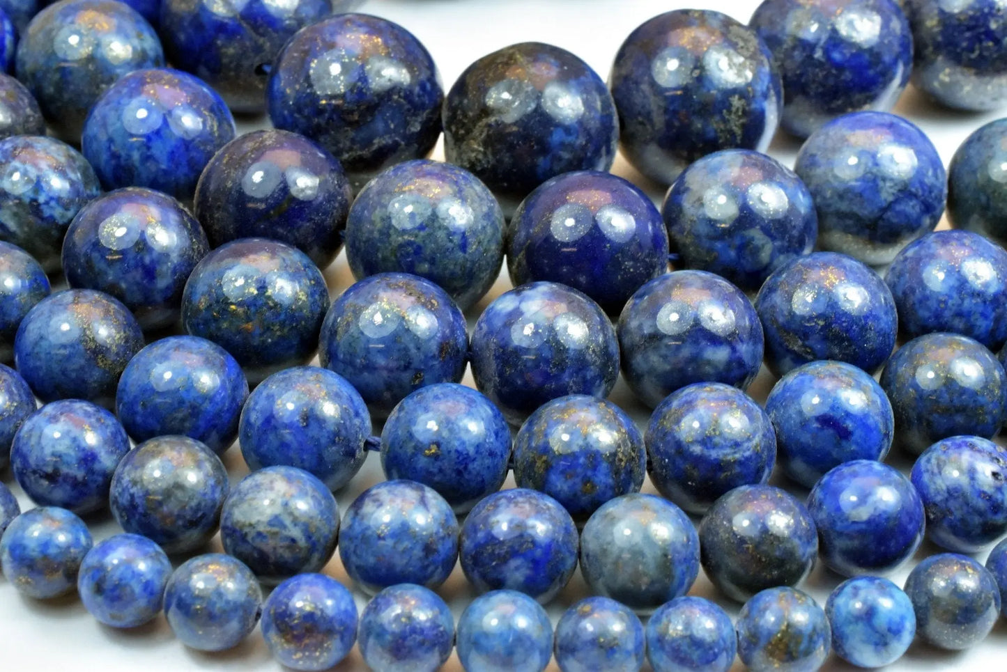 Egyptian Lapis Lazuli Gemstone Round Beads 8mm, 10mm, 12mm, 14mm, 16mm, 19mm  Natural Blue Gold Beads Findings For Jewelry Making - BeadsFindingDepot