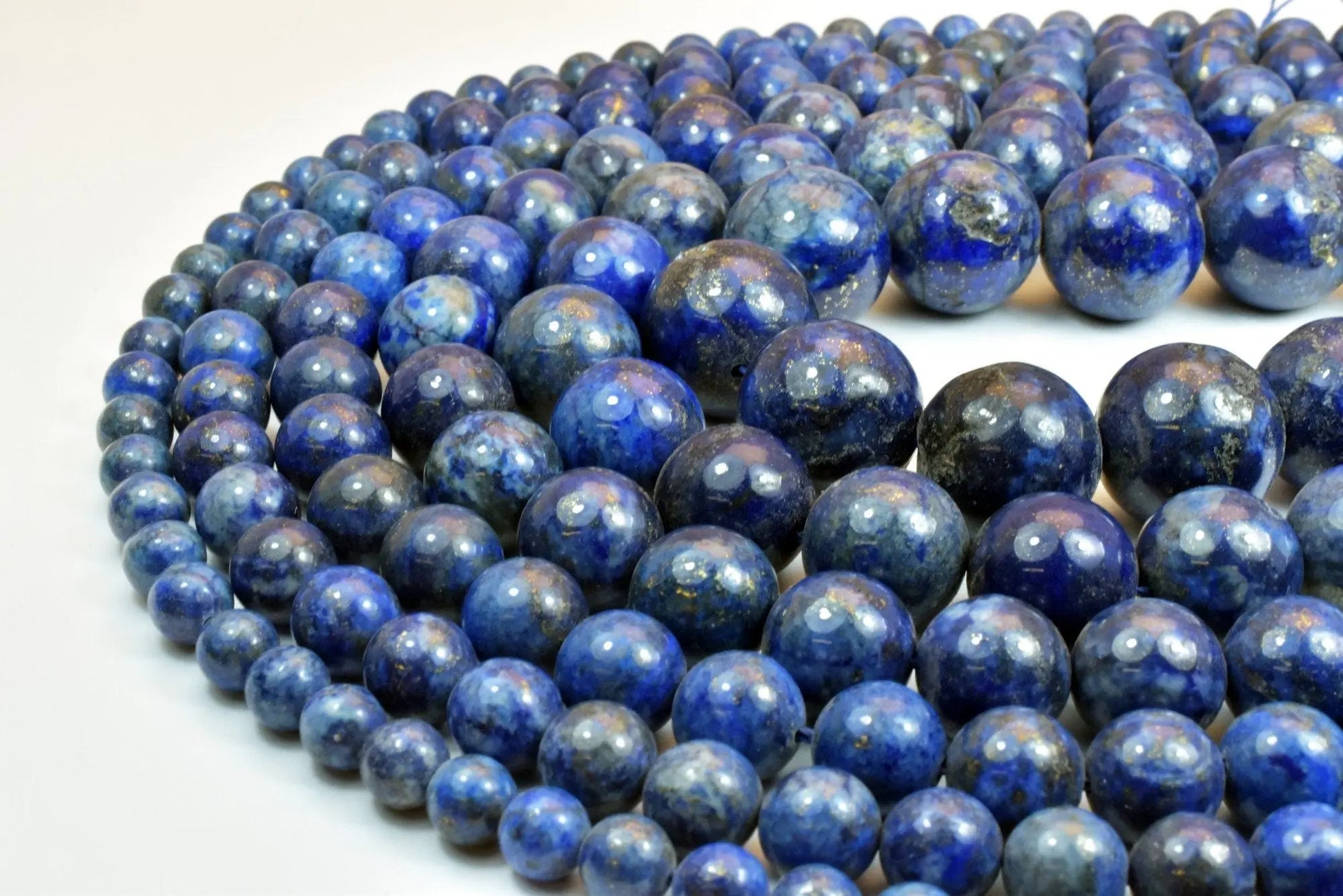 Egyptian Lapis Lazuli Gemstone Round Beads 8mm, 10mm, 12mm, 14mm, 16mm, 19mm  Natural Blue Gold Beads Findings For Jewelry Making - BeadsFindingDepot