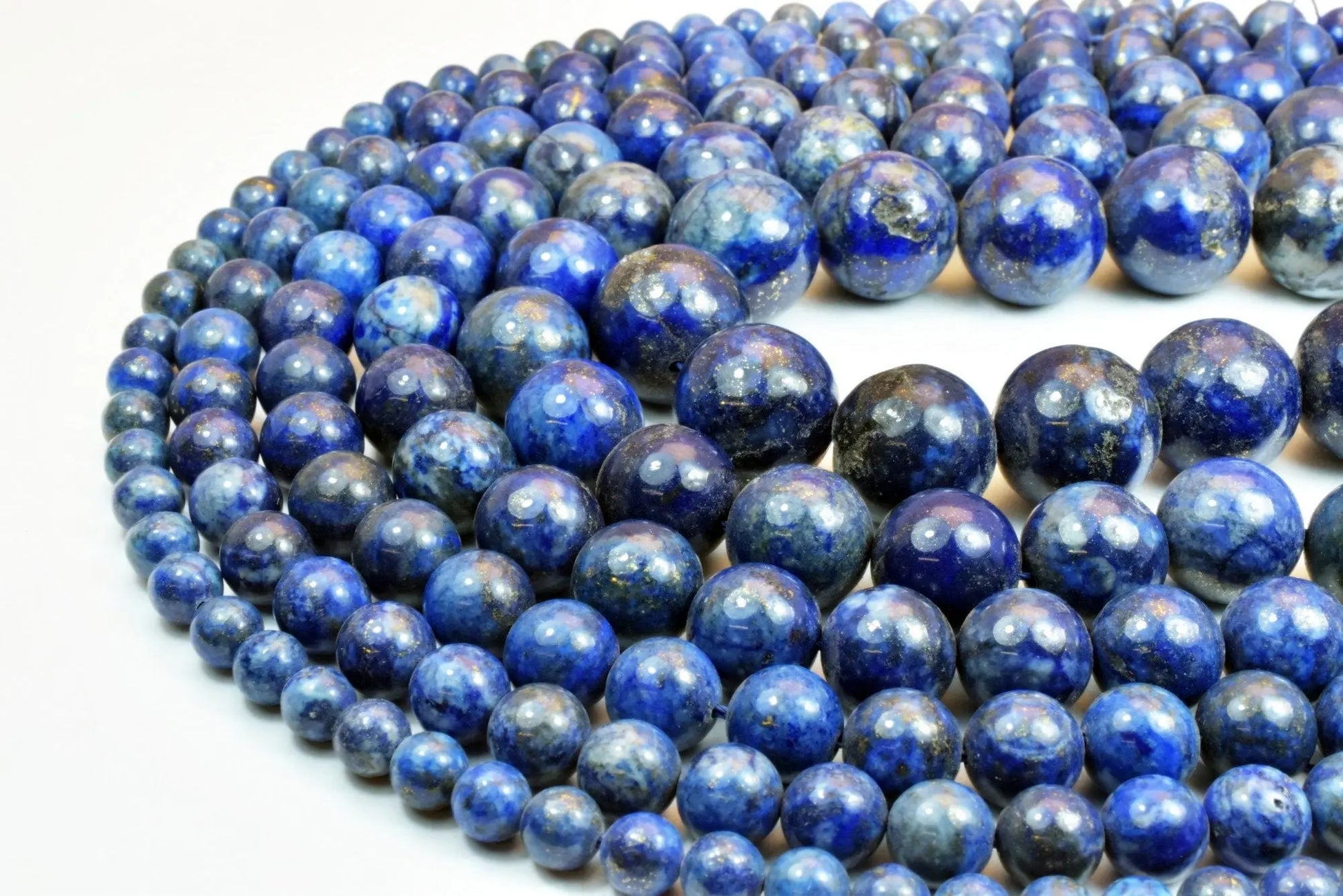 Egyptian Lapis Lazuli Gemstone Round Beads 8mm, 10mm, 12mm, 14mm, 16mm, 19mm  Natural Blue Gold Beads Findings For Jewelry Making - BeadsFindingDepot