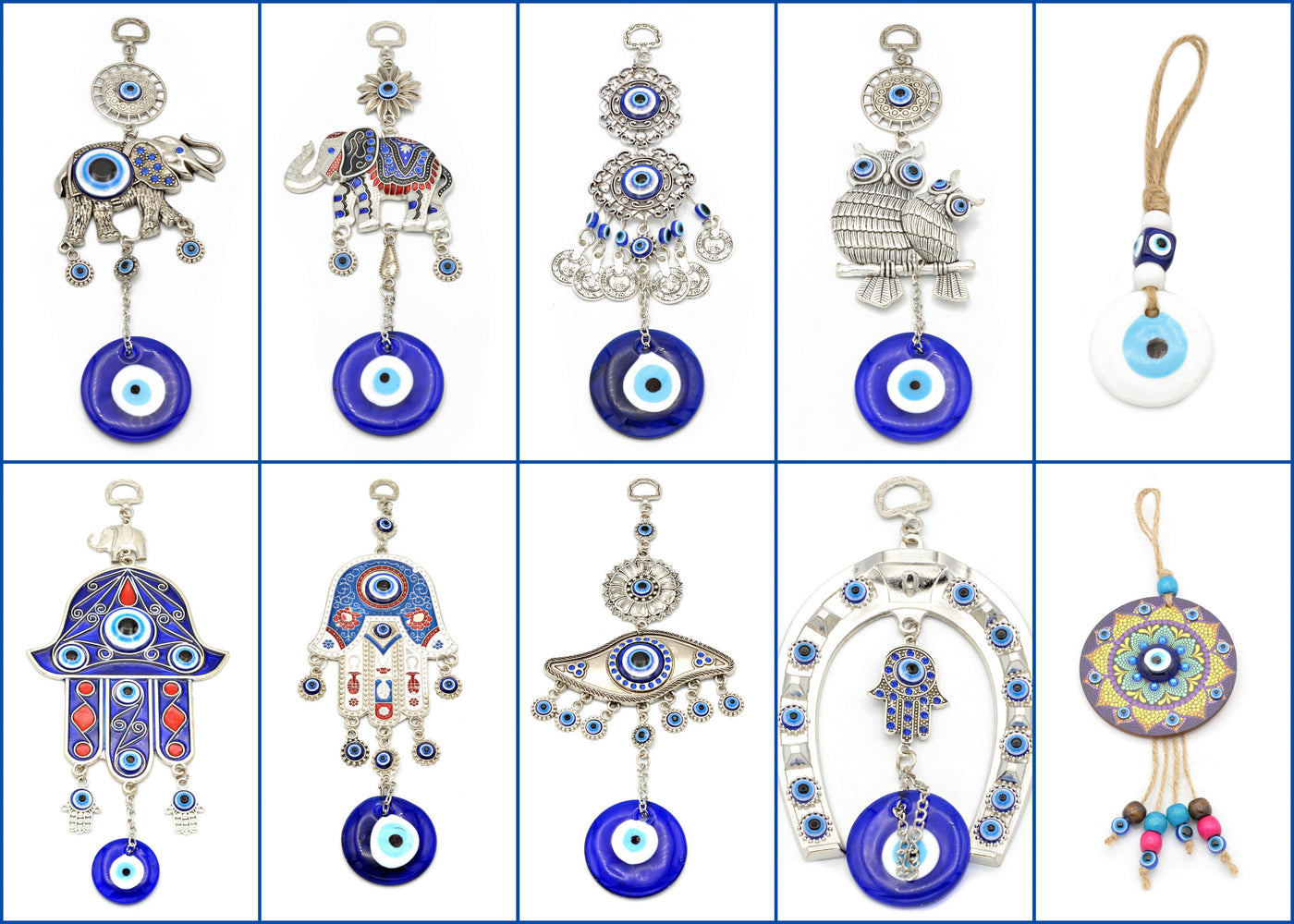 Blue Eyed Guardian Door Wall Hanger with Protective Hand and Evil Eye - BeadsFindingDepot