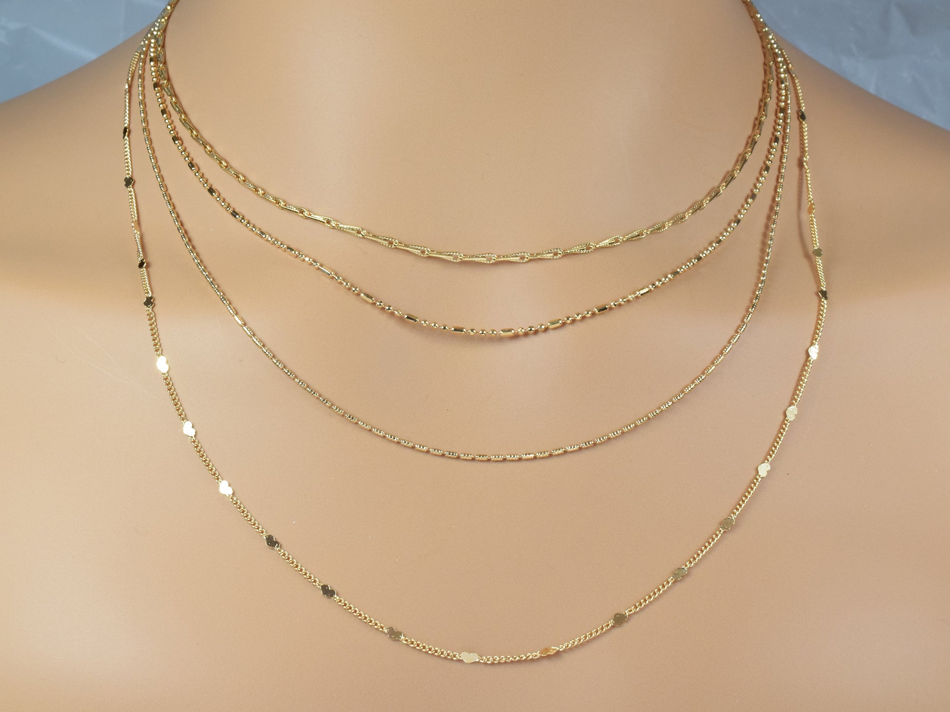 Gold Filled Beaded Chain Selection - Barleycorn, Heart Cuban, Beaded Tube, and Beaded Chain Designs