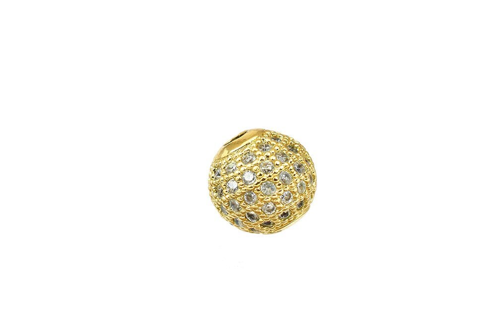 Gold filled Pave bead with Cubic Zirconia 18K size 6/8/10mm High Quality 2mm Large Hole Round Beads GFM42 BeadsFindingDepot