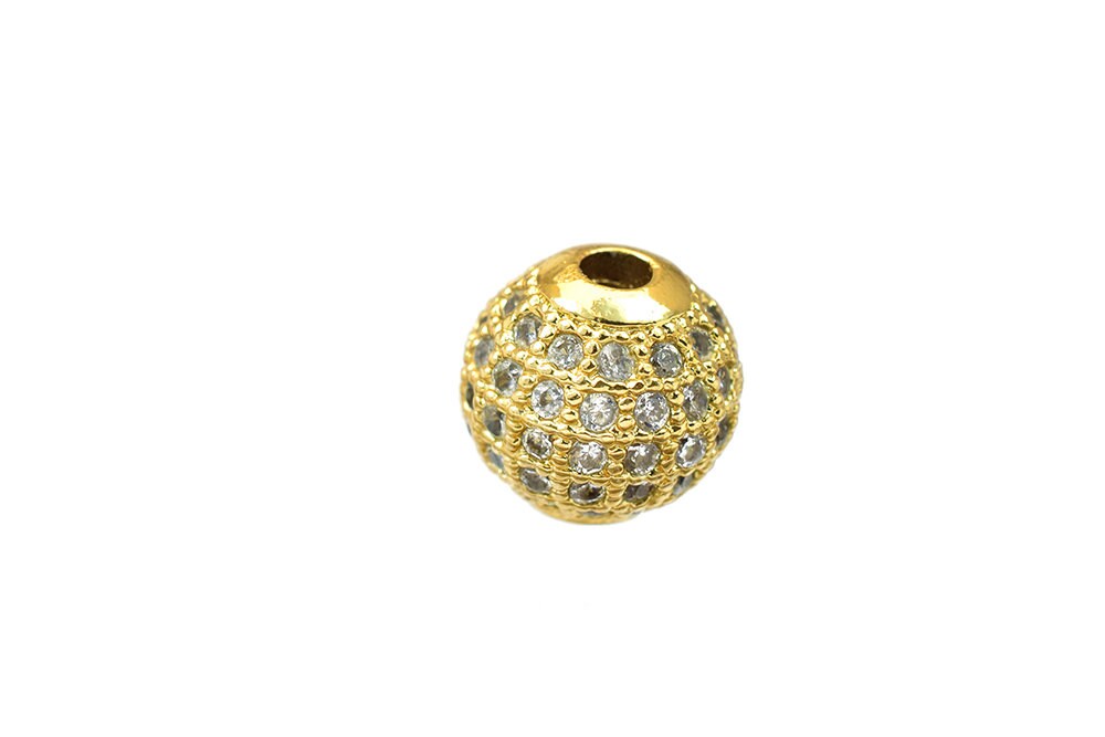 Gold filled Pave bead with Cubic Zirconia 18K size 6/8/10mm High Quality 2mm Large Hole Round Beads GFM42 BeadsFindingDepot