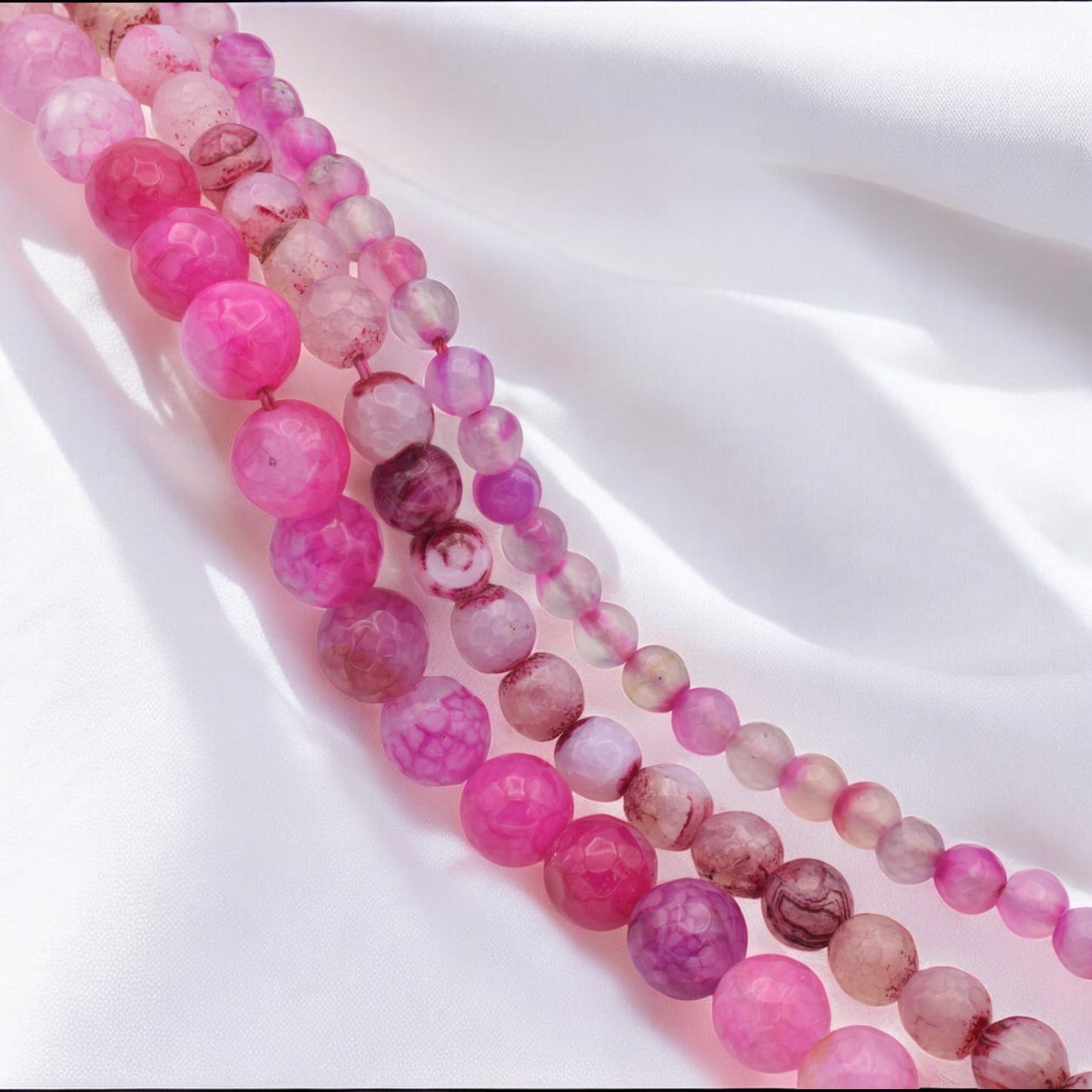 Natural Cracked Fuchsia Madagascar Agate Beads - 6mm 8mm 10mm