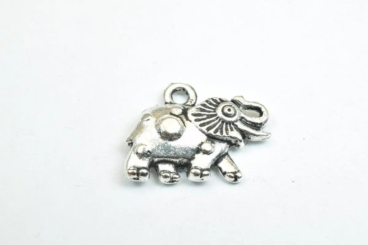 18 PCs Elephant Animal Antique Silver/Antique Green/Gold Alloy Charm Beads Size 16x12mm Jump Ring Size 1.5mm For Jewelry Making - BeadsFindingDepot