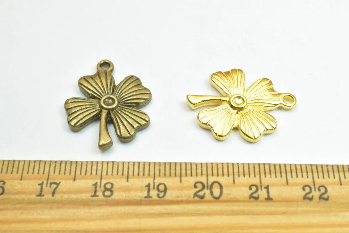 6PCs Flower Charm Floral Pendant Beads Antique Green/Gold Size 23x18.5mm Decorative Design Metal Beads 1mm JumpRing Opening Jewelry Making - BeadsFindingDepot