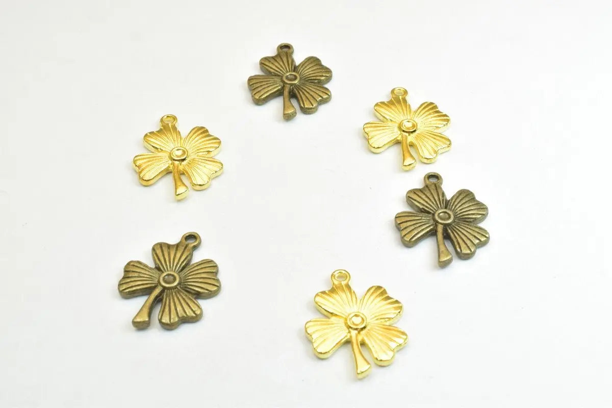 6PCs Flower Charm Floral Pendant Beads Antique Green/Gold Size 23x18.5mm Decorative Design Metal Beads 1mm JumpRing Opening Jewelry Making - BeadsFindingDepot