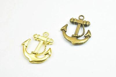 6 PCs Anchor Charm Pendant Beads Bronze/Gold Size 23x20mm Decorative Design Metal Beads Jump Ring Size 2mm Opening for Jewelry Making - BeadsFindingDepot